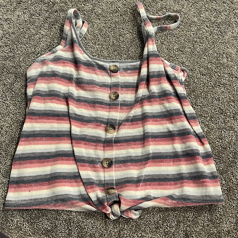 A multi color tank top.